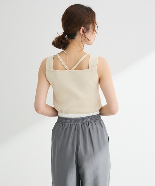 Green　Parks（グリーンパークス）の「2WAYニットタンクトップ（キャミソール・レディース・グレー/ホワイト系その他2/ブラック・FREE）」の7枚目の写真