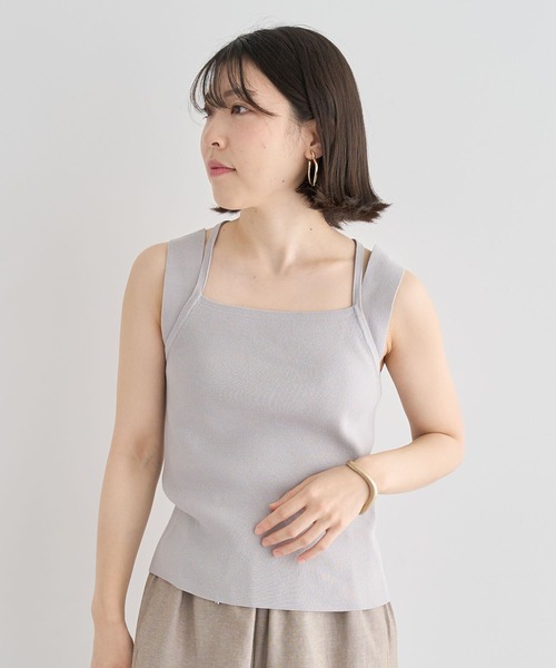 Green　Parks（グリーンパークス）の「2WAYニットタンクトップ（キャミソール・レディース・グレー/ホワイト系その他2/ブラック・FREE）」の15枚目の写真