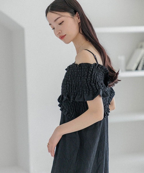 Heather(ヘザー)の「クロスシャーリングオールインワン 490860(つなぎ/オールインワン・レディース・グレー/グレー系その他/ブラック・S/M)」の4枚目の写真