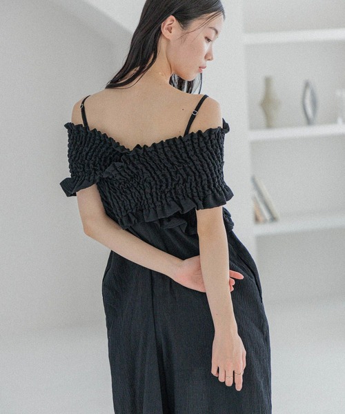 Heather(ヘザー)の「クロスシャーリングオールインワン 490860(つなぎ/オールインワン・レディース・グレー/グレー系その他/ブラック・S/M)」の5枚目の写真