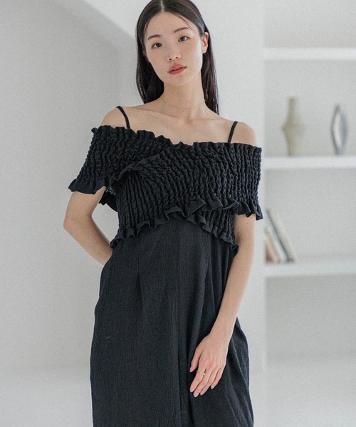 Heather(ヘザー)の「クロスシャーリングオールインワン 490860(つなぎ/オールインワン・レディース・グレー/グレー系その他/ブラック・S/M)」の7枚目の写真