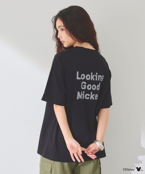 Disney（ディズニー）の「【Disney/ディズニー】ミッキーマウスフェイスプリントTシャツ（Tシャツ/カットソー・レディース・ブラック/オフホワイト・M/LL/L）」の7枚目の写真