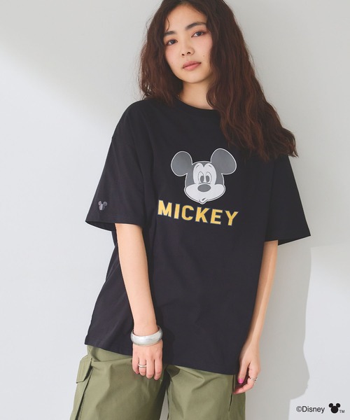 Disney（ディズニー）の「【Disney/ディズニー】ミッキーマウスフェイスプリントTシャツ（Tシャツ/カットソー・レディース・ブラック/オフホワイト・M/LL/L）」の9枚目の写真