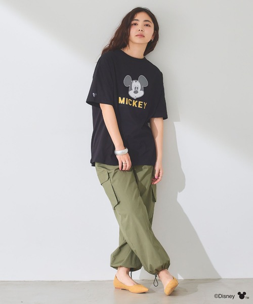 Disney（ディズニー）の「【Disney/ディズニー】ミッキーマウスフェイスプリントTシャツ（Tシャツ/カットソー・レディース・ブラック/オフホワイト・M/LL/L）」の11枚目の写真