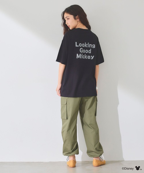 Disney（ディズニー）の「【Disney/ディズニー】ミッキーマウスフェイスプリントTシャツ（Tシャツ/カットソー・レディース・ブラック/オフホワイト・M/LL/L）」の12枚目の写真