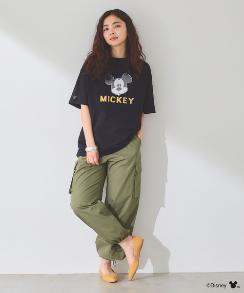 Disney（ディズニー）の「【Disney/ディズニー】ミッキーマウスフェイスプリントTシャツ（Tシャツ/カットソー・レディース・ブラック/オフホワイト・M/LL/L）」の14枚目の写真