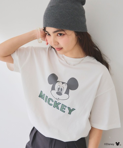 Disney（ディズニー）の「【Disney/ディズニー】ミッキーマウスフェイスプリントTシャツ（Tシャツ/カットソー・レディース・ブラック/オフホワイト・M/LL/L）」の15枚目の写真