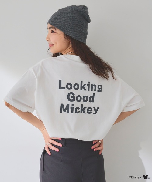 Disney（ディズニー）の「【Disney/ディズニー】ミッキーマウスフェイスプリントTシャツ（Tシャツ/カットソー・レディース・ブラック/オフホワイト・M/LL/L）」の17枚目の写真