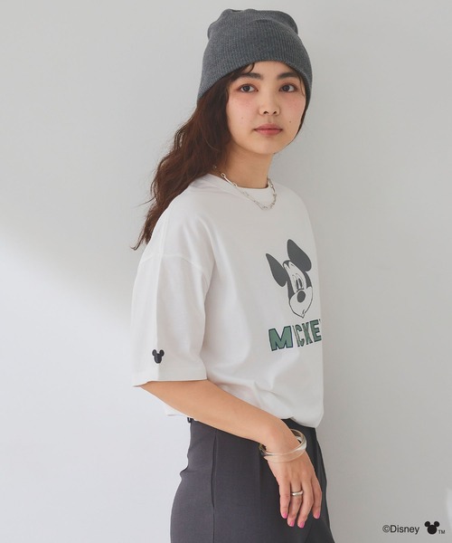 Disney（ディズニー）の「【Disney/ディズニー】ミッキーマウスフェイスプリントTシャツ（Tシャツ/カットソー・レディース・ブラック/オフホワイト・M/LL/L）」の18枚目の写真