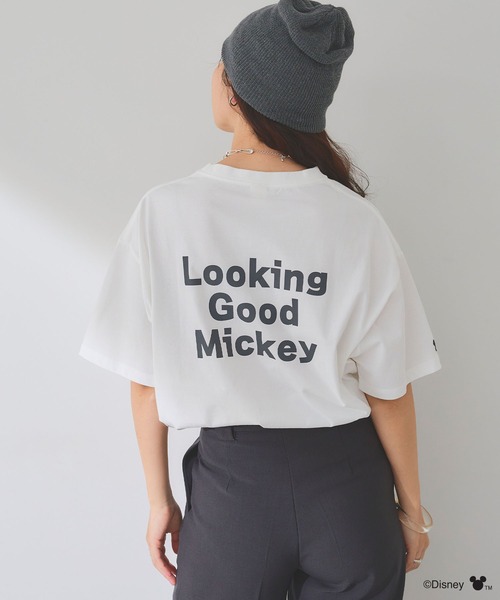 Disney（ディズニー）の「【Disney/ディズニー】ミッキーマウスフェイスプリントTシャツ（Tシャツ/カットソー・レディース・ブラック/オフホワイト・M/LL/L）」の19枚目の写真