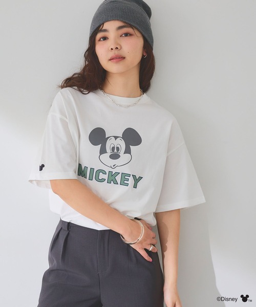 Disney（ディズニー）の「【Disney/ディズニー】ミッキーマウスフェイスプリントTシャツ（Tシャツ/カットソー・レディース・ブラック/オフホワイト・M/LL/L）」の22枚目の写真