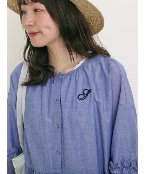 Samansa Mos2（サマンサ モスモス）の「【S/Mサイズ】イニシャル刺繍7分袖ティアードワンピース（ワンピース・レディース・レッド/ネイビー/ブラック/チャコールグレー・M/S）」の8枚目の写真