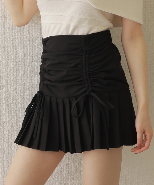 twin ribbon pleats mini skirt/ツインリボンプリーツミニ