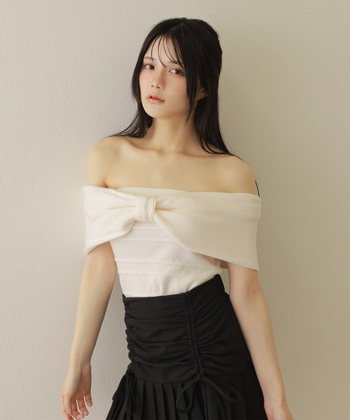 M DOLLY（エムドリー）の「twin ribbon pleats mini skirt/ツインリボンプリーツミニスカート（スカート・レディース・ブラック/グレー・M/S）」の9枚目の写真