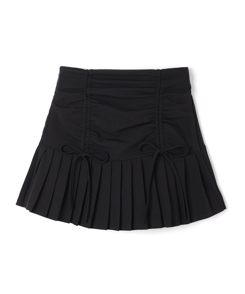 M DOLLY（エムドリー）の「twin ribbon pleats mini skirt/ツインリボンプリーツミニスカート（スカート・レディース・ブラック/グレー・M/S）」の4枚目の写真