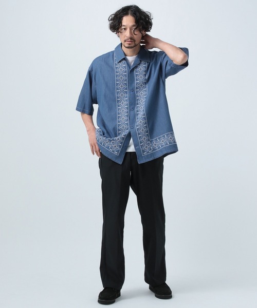 BAYFLOW(ベイフロー)の「インディアパターン刺繍シャツ(シャツ/ブラウス・メンズ・ブルー/ブラック・MEDIUM/LARGE)」の12枚目の写真