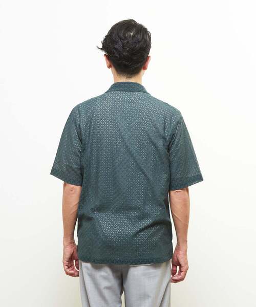 MEN'S MELROSE(メンズメルローズ)の「テクスチャーメッシュオープンカラーシャツ(シャツ/ブラウス・メンズ・ブラック/グリーン・2/4/3)」の5枚目の写真