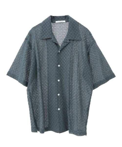 MEN'S MELROSE(メンズメルローズ)の「テクスチャーメッシュオープンカラーシャツ(シャツ/ブラウス・メンズ・ブラック/グリーン・2/4/3)」の10枚目の写真