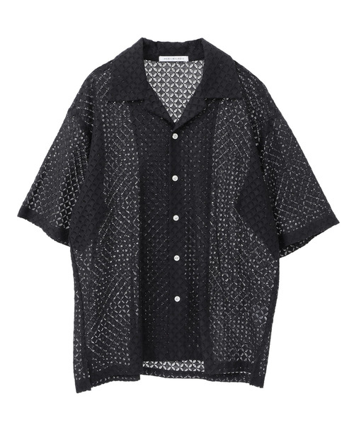 MEN'S MELROSE(メンズメルローズ)の「テクスチャーメッシュオープンカラーシャツ(シャツ/ブラウス・メンズ・ブラック/グリーン・2/4/3)」の12枚目の写真