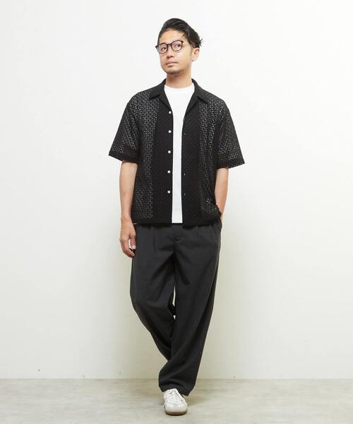 MEN'S MELROSE(メンズメルローズ)の「テクスチャーメッシュオープンカラーシャツ(シャツ/ブラウス・メンズ・ブラック/グリーン・2/4/3)」の20枚目の写真