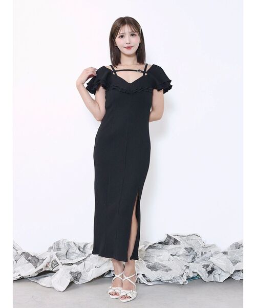 EATME（イートミー）の「ベルテッドラッフルフリルワンピース（ワンピース・レディース・グレー/ブラック/アイボリー・FREE）」の12枚目の写真