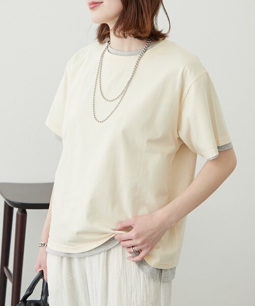 tシャツ 「willow」カラーレイヤードワンポイント刺繍TEE レディース WILLOW（ウィロー）の「【willow】カラーレイヤードワンポイント