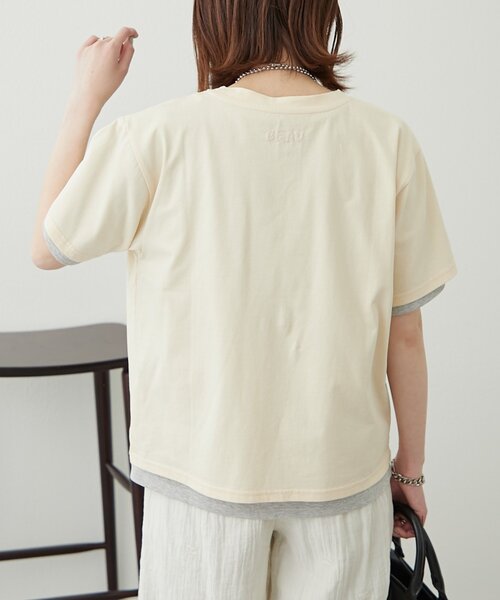tシャツ 「willow」カラーレイヤードワンポイント刺繍TEE レディース willow】カラーレイヤードワンポイント刺繍TEE（Tシャツ
