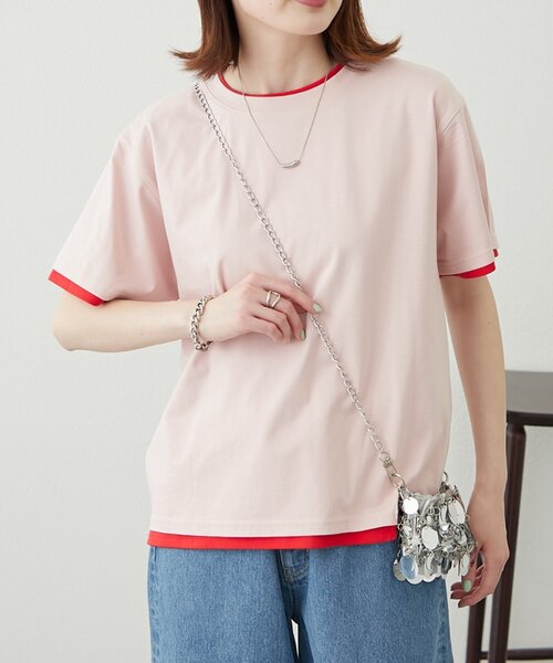 tシャツ 「willow」カラーレイヤードワンポイント刺繍TEE レディース WILLOW（ウィロー）の「【willow】カラーレイヤードワンポイント