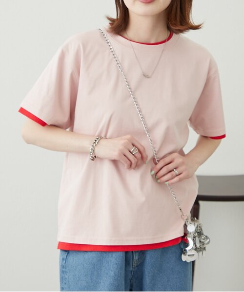 WILLOW(ウィロー)の「【willow】カラーレイヤードワンポイント刺繍TEE(Tシャツ/カットソー・レディース・ピンク/アイボリー/サックスブルー・ONE SIZE)」の21枚目の写真