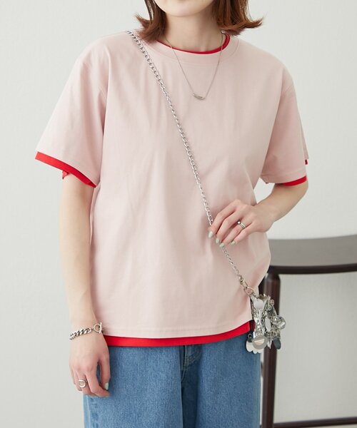 WILLOW(ウィロー)の「【willow】カラーレイヤードワンポイント刺繍TEE(Tシャツ/カットソー・レディース・ピンク/アイボリー/サックスブルー・ONE SIZE)」の20枚目の写真