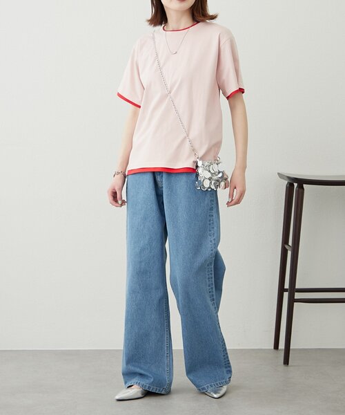 tシャツ 「willow」カラーレイヤードワンポイント刺繍TEE レディース WILLOW（ウィロー）の「【willow】カラーレイヤードワンポイント