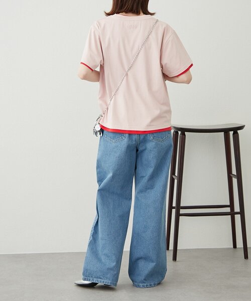 WILLOW(ウィロー)の「【willow】カラーレイヤードワンポイント刺繍TEE(Tシャツ/カットソー・レディース・ピンク/アイボリー/サックスブルー・ONE SIZE)」の14枚目の写真