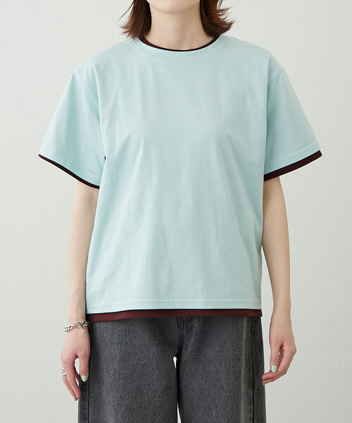 tシャツ 「willow」カラーレイヤードワンポイント刺繍TEE レディース WILLOW（ウィロー）の「【willow】カラーレイヤードワンポイント