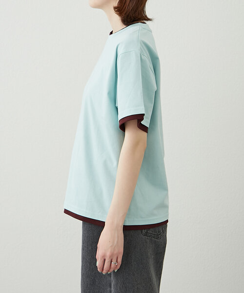 tシャツ 「willow」カラーレイヤードワンポイント刺繍TEE レディース willow】カラーレイヤードワンポイント刺繍TEE（Tシャツ