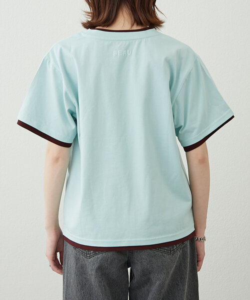 WILLOW(ウィロー)の「【willow】カラーレイヤードワンポイント刺繍TEE(Tシャツ/カットソー・レディース・ピンク/アイボリー/サックスブルー・ONE SIZE)」の10枚目の写真