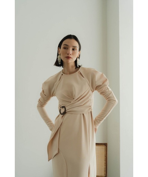 waist mark slit one piece/light beige（ワンピース）｜Knuth