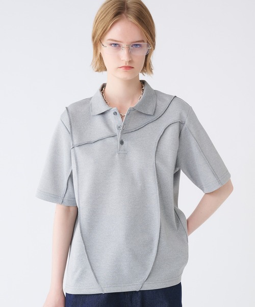 SELLE GLANT(セレグランテ)の「SEAM DESIGN KANOKO POLO SHIRT/シームデザインカノコポロシャツ(ポロシャツ・メンズ・ブラック/杢グレー・SMALL/MEDIUM/LARGE)」の2枚目の写真