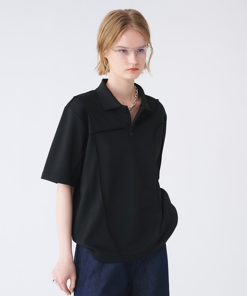 SELLE GLANT(セレグランテ)の「SEAM DESIGN KANOKO POLO SHIRT/シームデザインカノコポロシャツ(ポロシャツ・メンズ・ブラック/杢グレー・SMALL/MEDIUM/LARGE)」の4枚目の写真