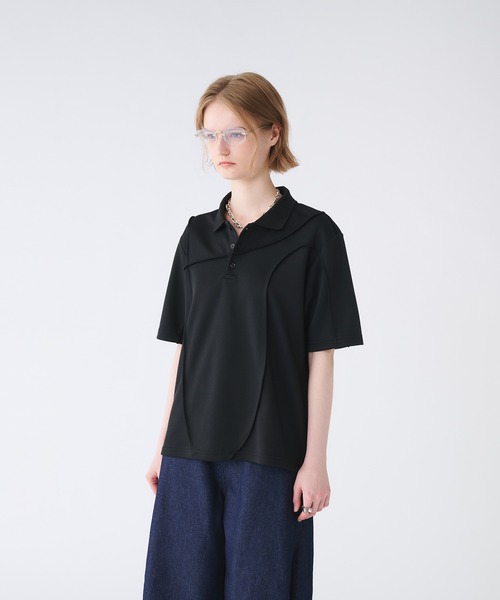 SELLE GLANT(セレグランテ)の「SEAM DESIGN KANOKO POLO SHIRT/シームデザインカノコポロシャツ(ポロシャツ・メンズ・ブラック/杢グレー・SMALL/MEDIUM/LARGE)」の8枚目の写真