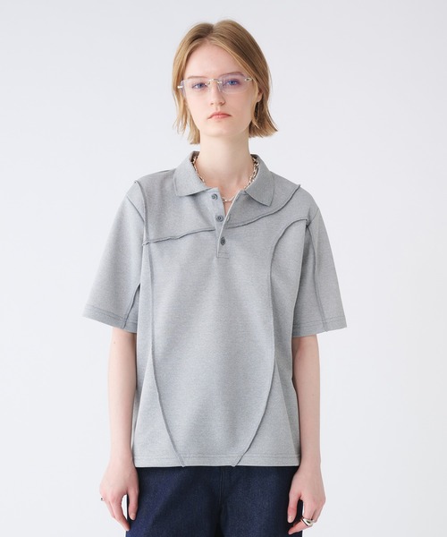 SELLE GLANT(セレグランテ)の「SEAM DESIGN KANOKO POLO SHIRT/シームデザインカノコポロシャツ(ポロシャツ・メンズ・ブラック/杢グレー・SMALL/MEDIUM/LARGE)」の19枚目の写真