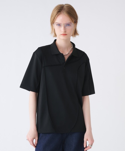 SELLE GLANT(セレグランテ)の「SEAM DESIGN KANOKO POLO SHIRT/シームデザインカノコポロシャツ(ポロシャツ・メンズ・ブラック/杢グレー・SMALL/MEDIUM/LARGE)」の3枚目の写真