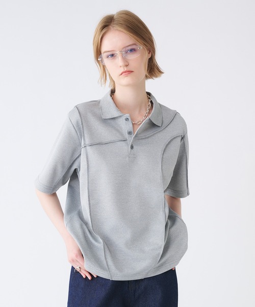 SELLE GLANT(セレグランテ)の「SEAM DESIGN KANOKO POLO SHIRT/シームデザインカノコポロシャツ(ポロシャツ・メンズ・ブラック/杢グレー・SMALL/MEDIUM/LARGE)」の18枚目の写真