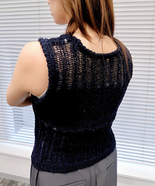 セール】コード刺繍風 モックネックニットトップス/TOPS（ニット