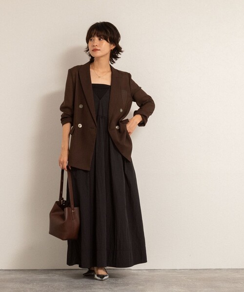 NOLLEY’S（ノーリーズ）の「【MAQWEL/マクウェル】ソフトタフタワンピース（ワンピース・レディース・ブラック/ブラウン・FREE）」の7枚目の写真