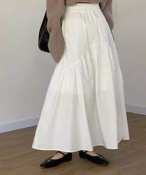 SallyLunn(サリーラン)の「【存在感のある一枚】ボリュームティアードスカート(スカート・レディース・ホワイト/ベージュ/カーキ/ブラック・FREE)」の1枚目の写真