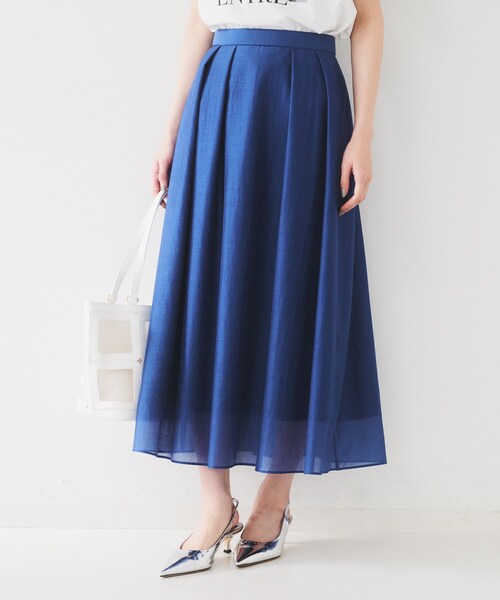 UNTITLED（アンタイトル）の「【後ろウエストゴム/洗える】シアーフレアースカート（スカート・レディース・ブラック/ナチュラル/ブルー系その他・50/42/44/46/48/01/02/03/04）」の3枚目の写真