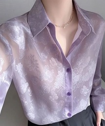 花柄シースルーブラウス