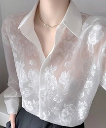 花柄シースルーブラウス