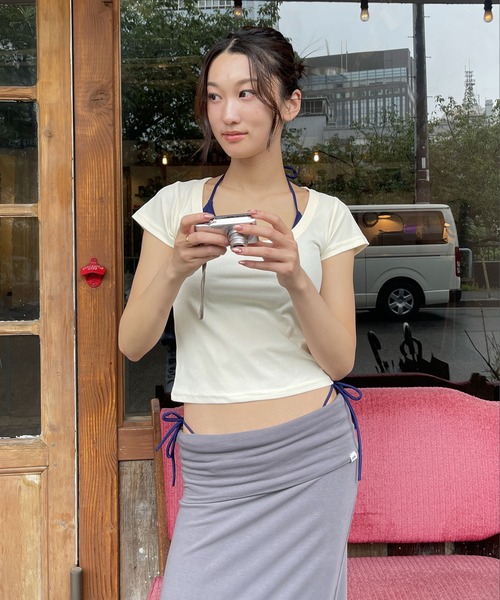 FOLLOWIN（フォロウィン）の「[FLW MADE]ベーシックラウンドネックリブTシャツ（Tシャツ/カットソー・レディース・イエロー/ピンク/ブラック/ホワイト・FREE）」の18枚目の写真