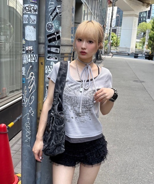 tシャツ 「XU」tie set cross wing tee レディース XU】tie set cross wing tee（Tシャツ/カットソー）｜XU